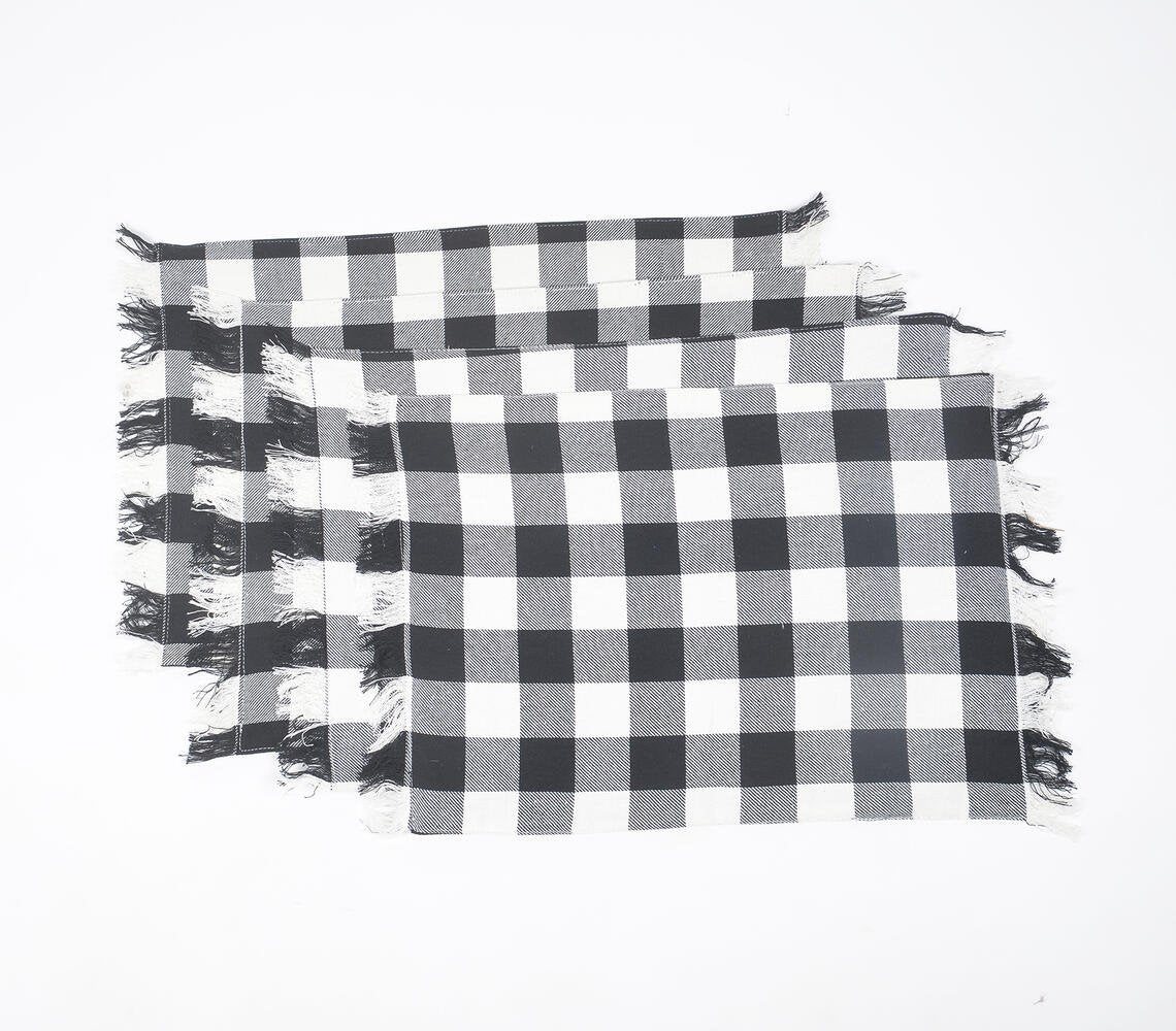 Cotton Buffalo Check Fringed Placemat (Set of 4)