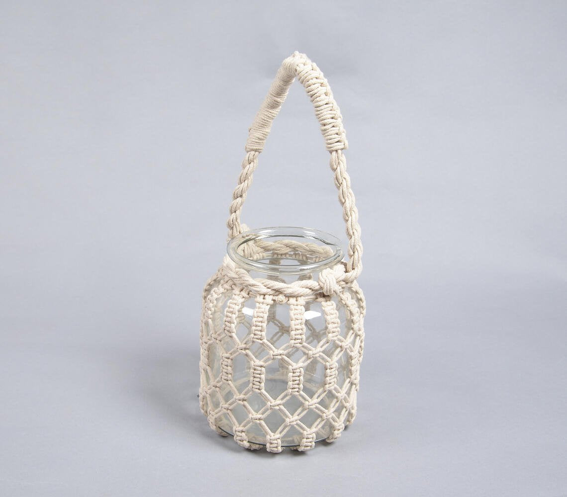 Macrame Knotted Hanging Glass Vase (Large)