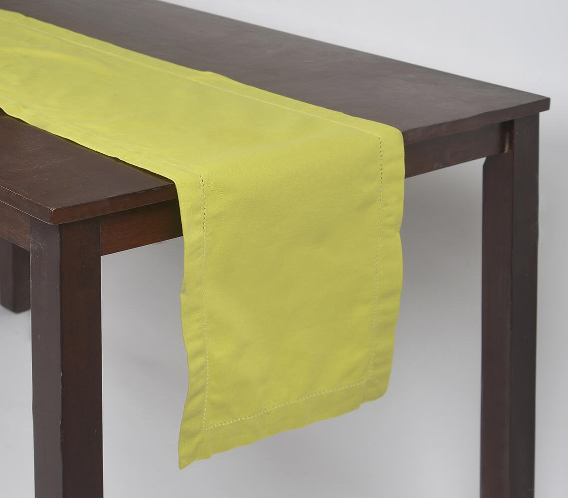 Solid Green Double Border Dining Table Runner (30x180 cm)