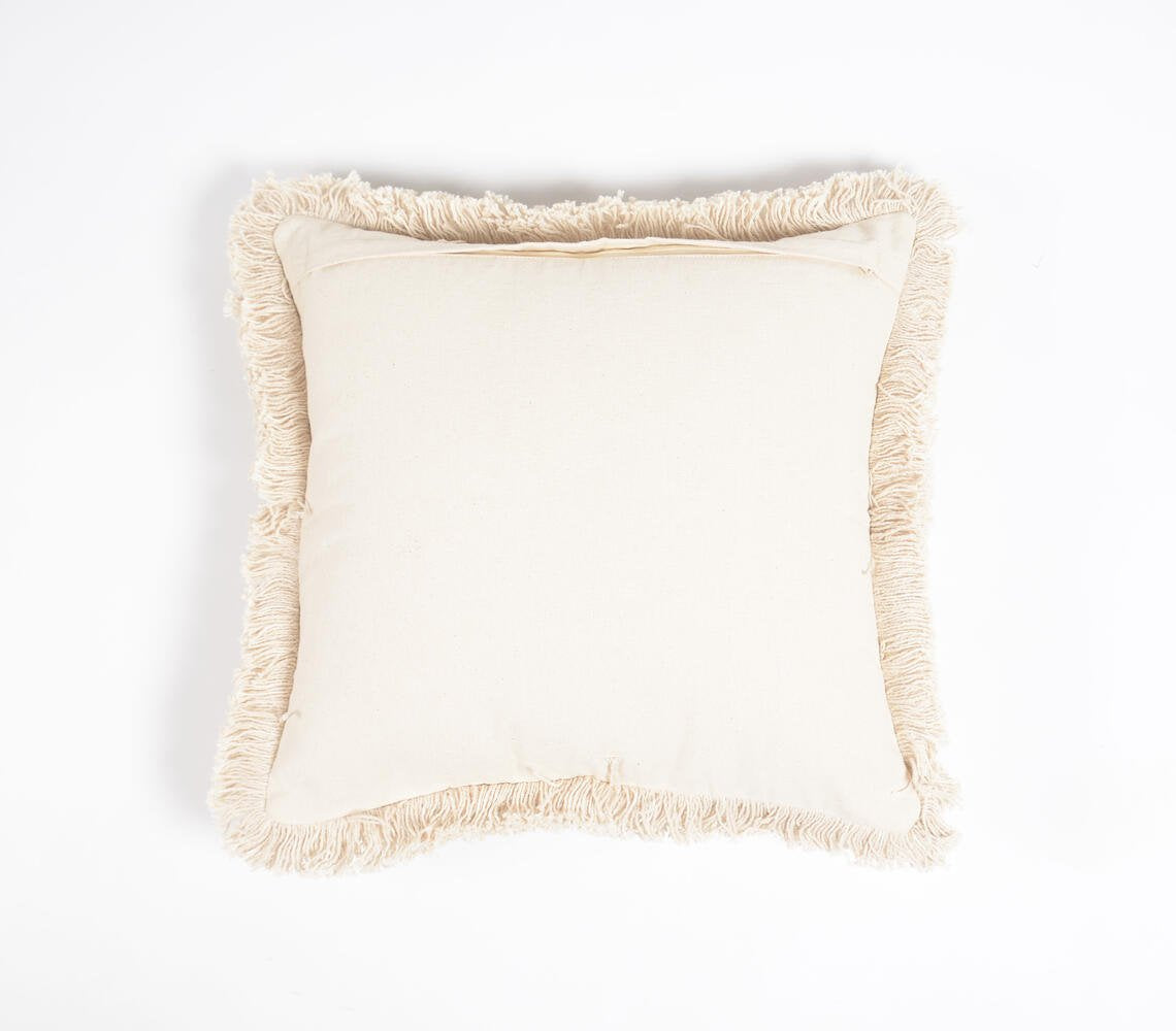 Solid Light Grey Cushion Cover with Frayed edges, 16 x 16 inches