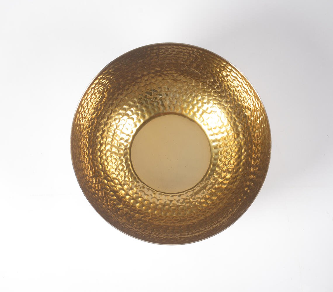 Hand Hammered Gold-Toned Aluminium Serving Bowl