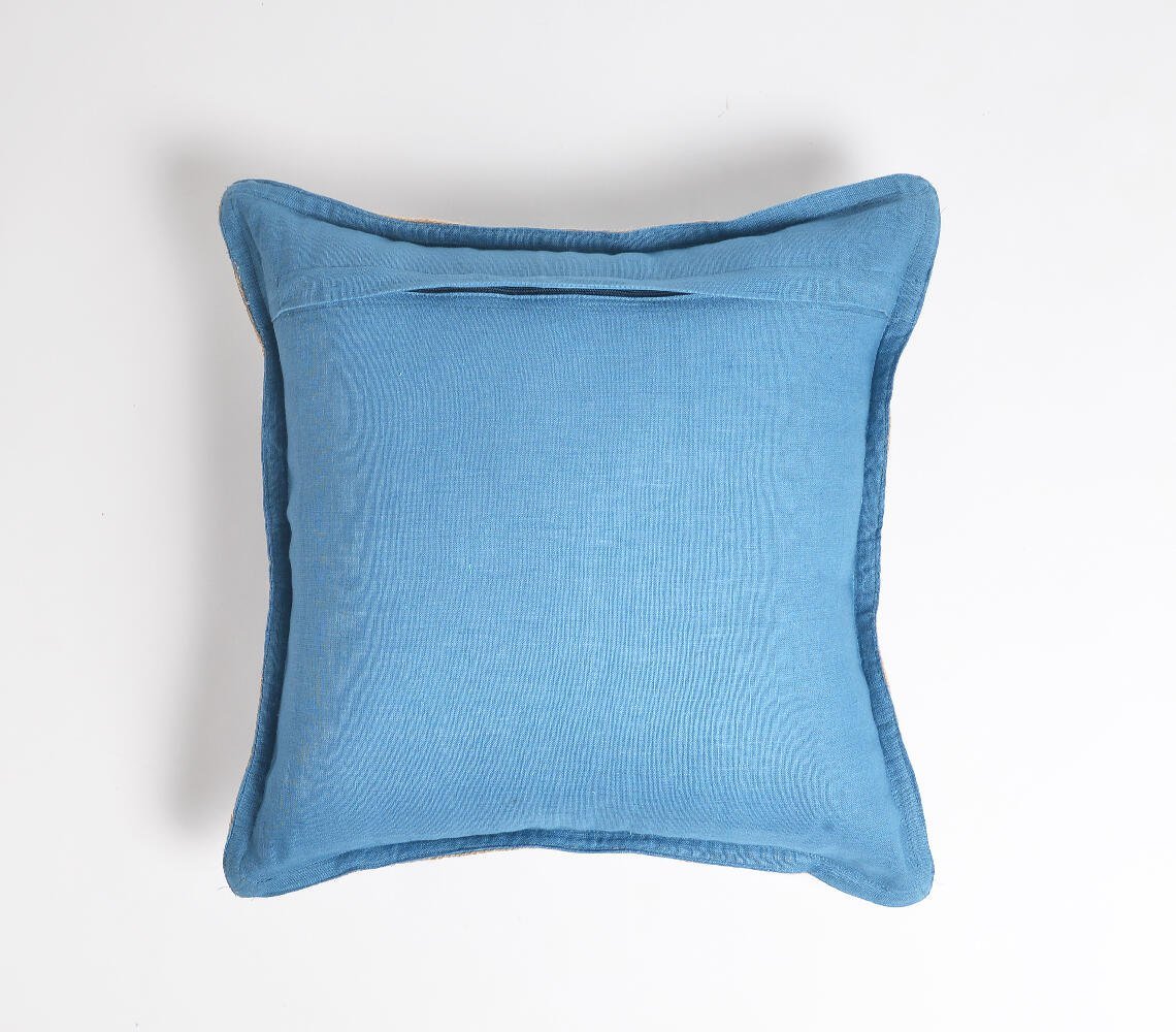 Jute Border Blue Cushion cover