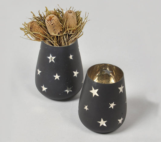 Starry Noir Glass Vases (Set of 2)