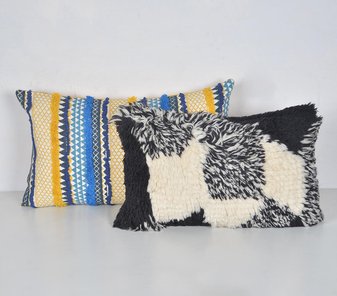 Shaggy Soft Lumbar Cushion Cover, 20 x 12 inches