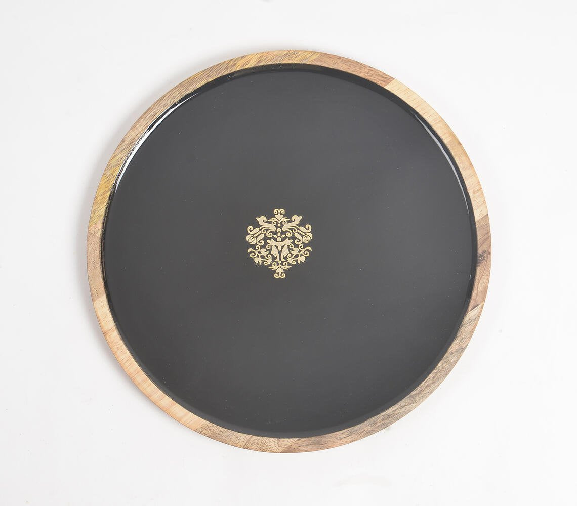 Regal Motif Noir Enameled Wooden Serving Platter