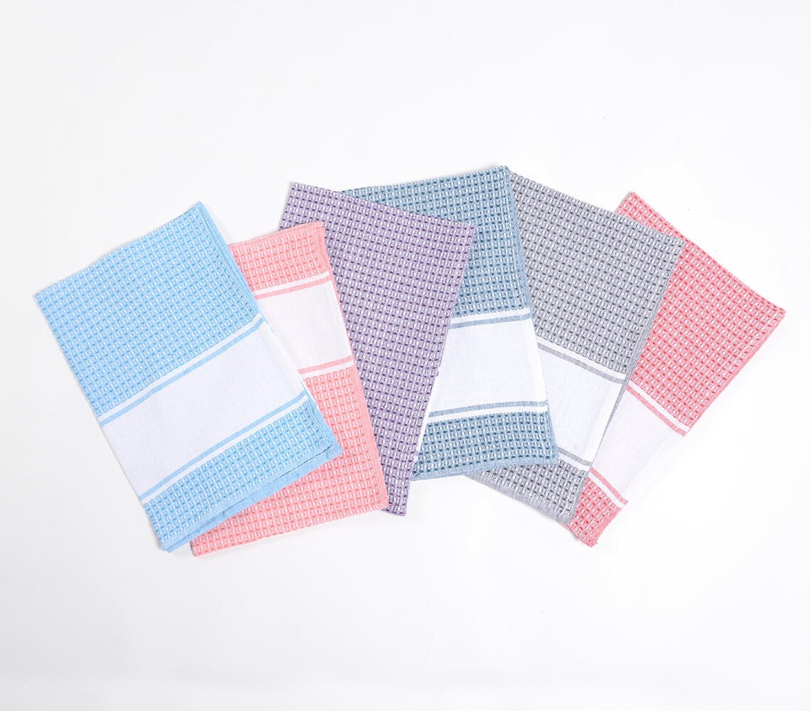 Yarn-Dyed Waffle Cotton Kitchen towels (set of 6)