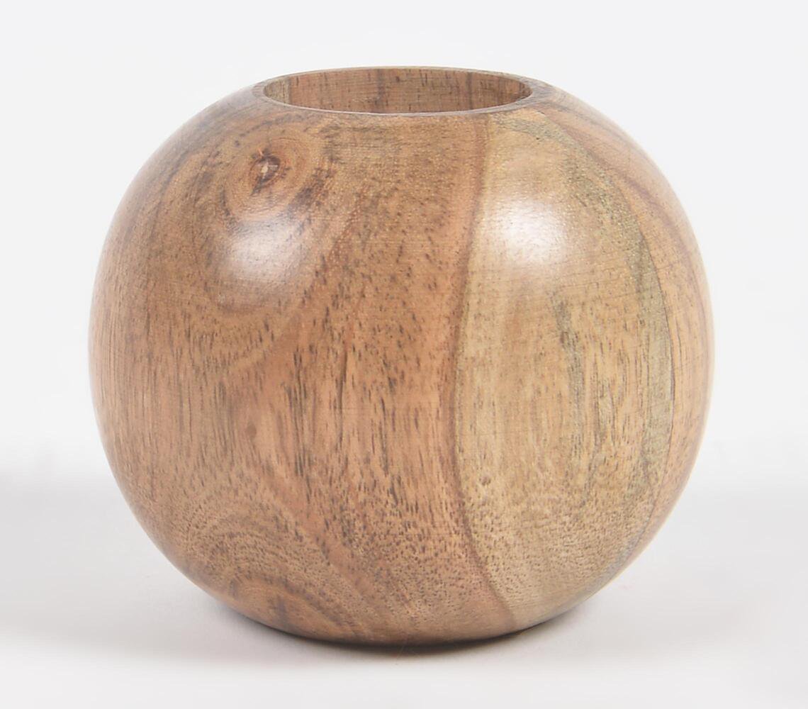 Turned Wooden Spherical Vase