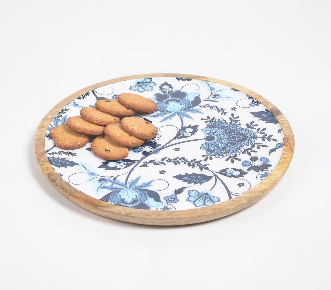 Indigo Floral Enamelled Serving Platter