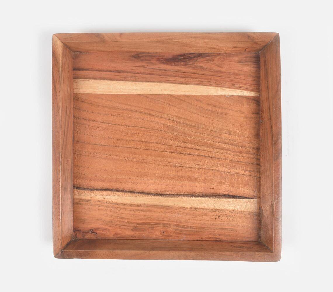 Hand Cut Acacia Wood Serving Tray