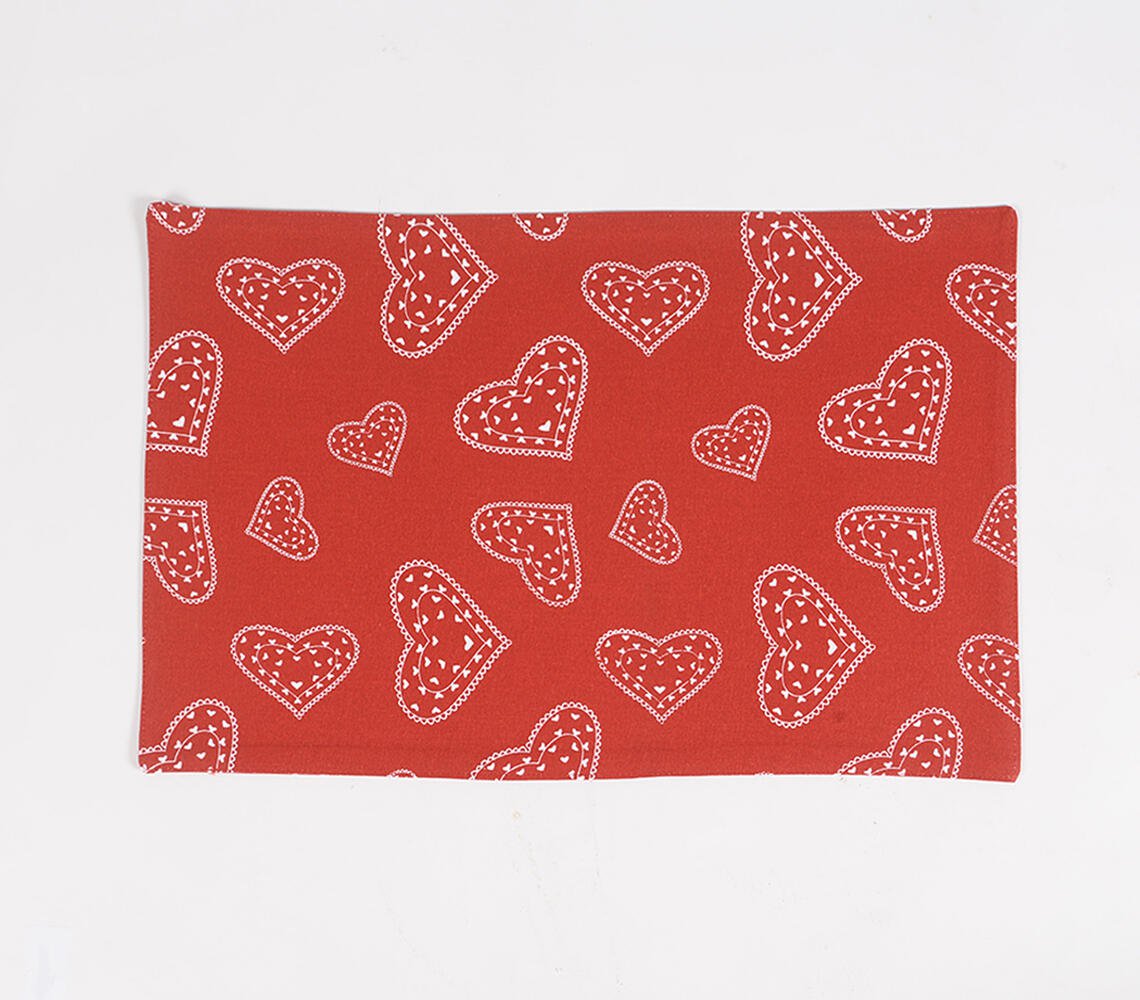 Set of 4 - Heart Printed Placemats