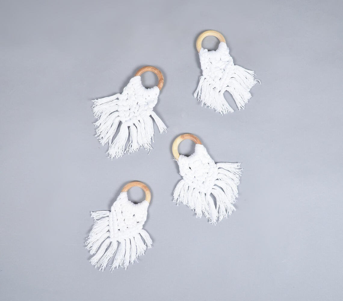 Macrame Napkin rings with Frayed Tassels (set of 4)