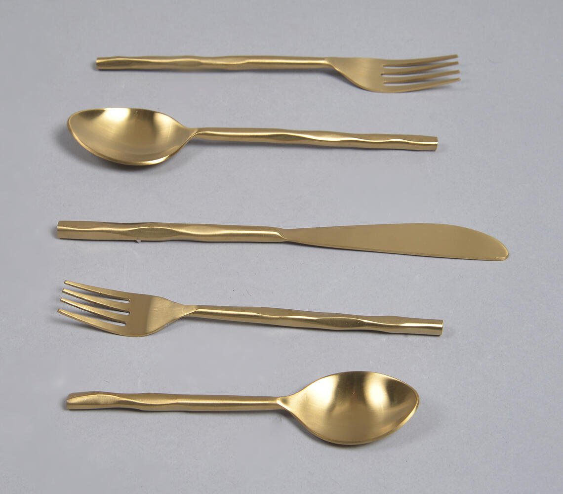 Handgeslagen champagne gouden bestekset (set van 5)