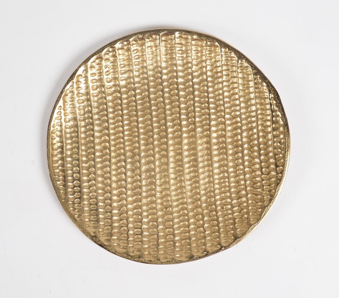 Gold Toned Aluminium Round Serving Plate