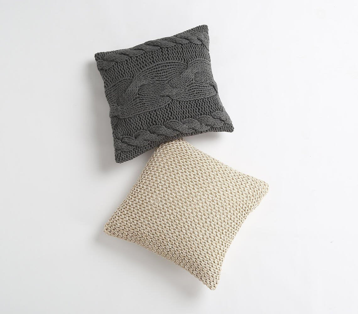 Hand Knitted Cotton Cushion Cover