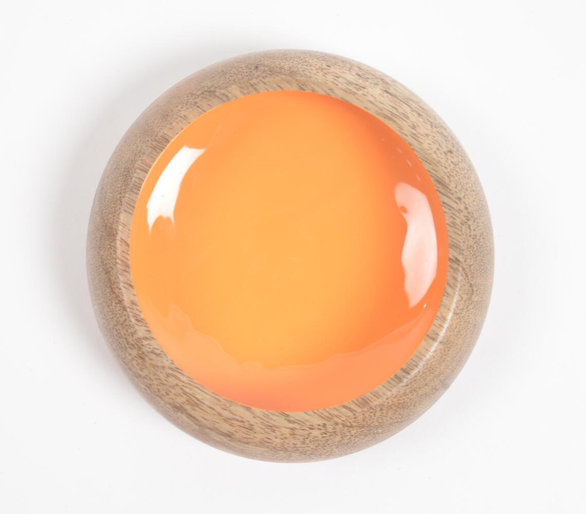 Raw Enameled Mango Wood Snack Bowl