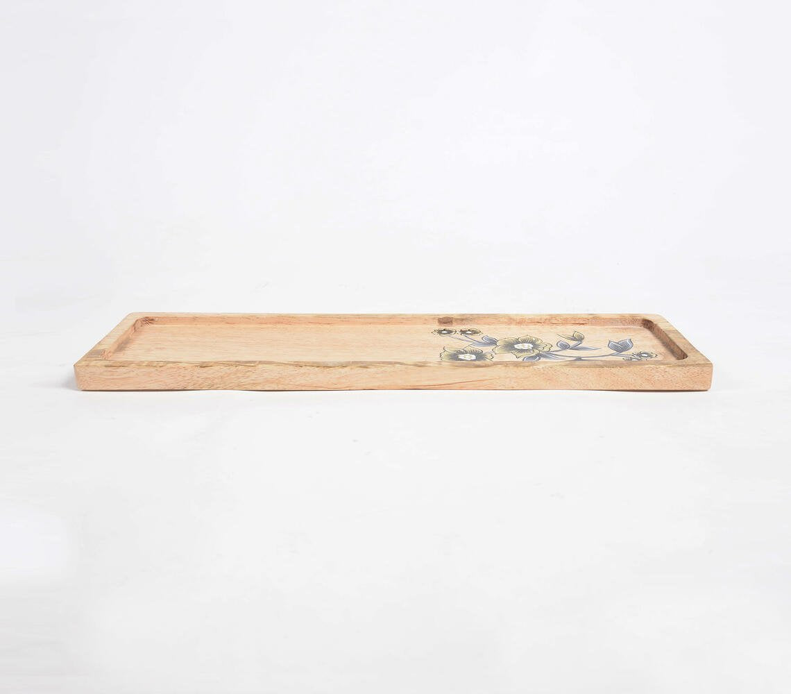 Floral Hand Printed Mango Wood Tray