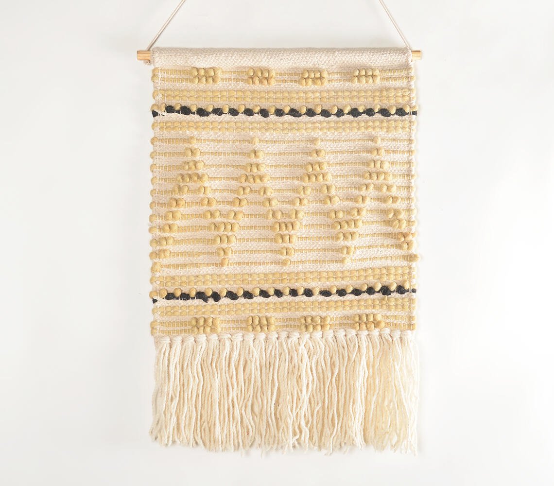 Handwoven Wool & Cotton lemon Chevron Wall Hanging