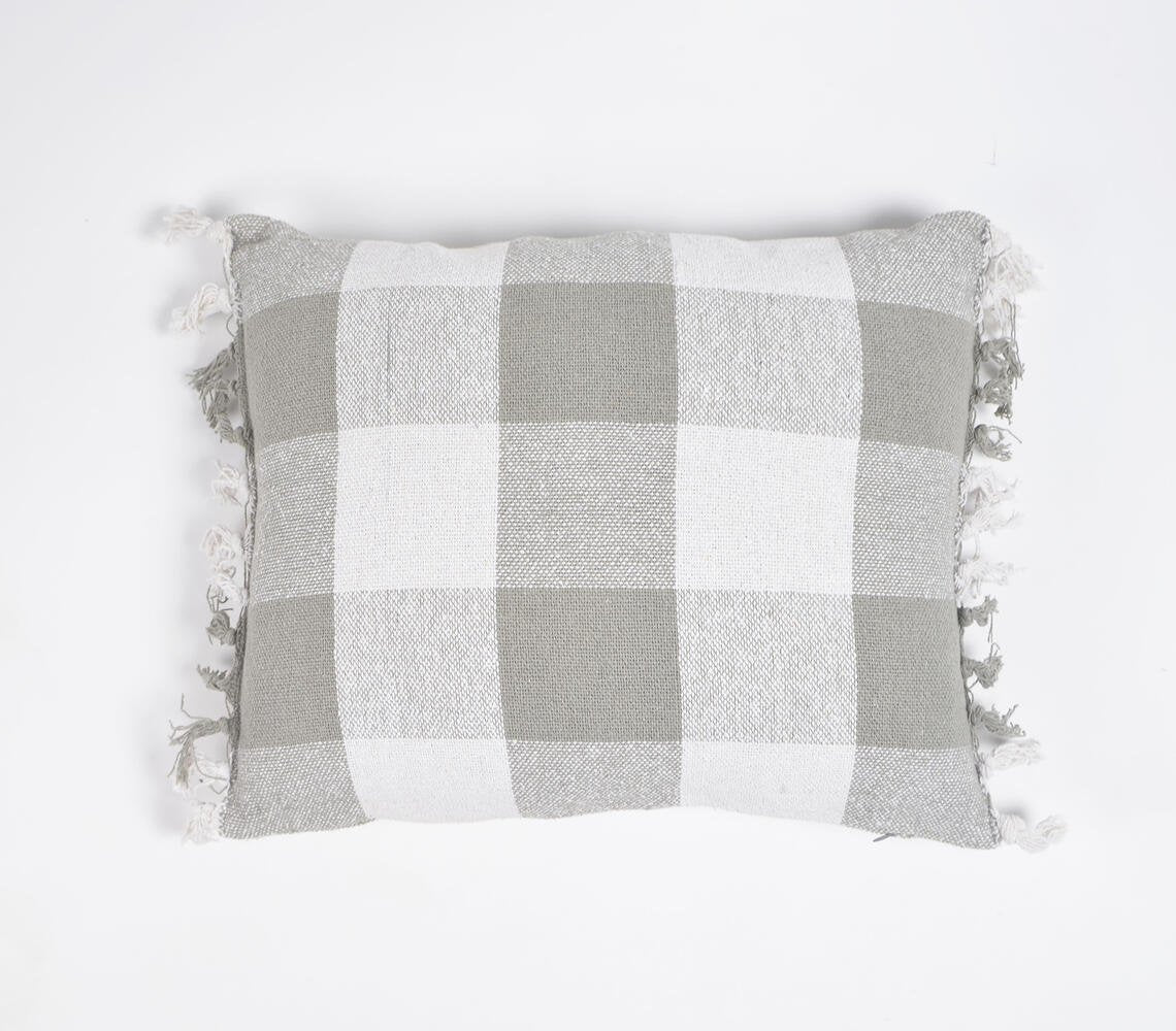 Buffalo Checkered Cotton Pillowcase With Tassels