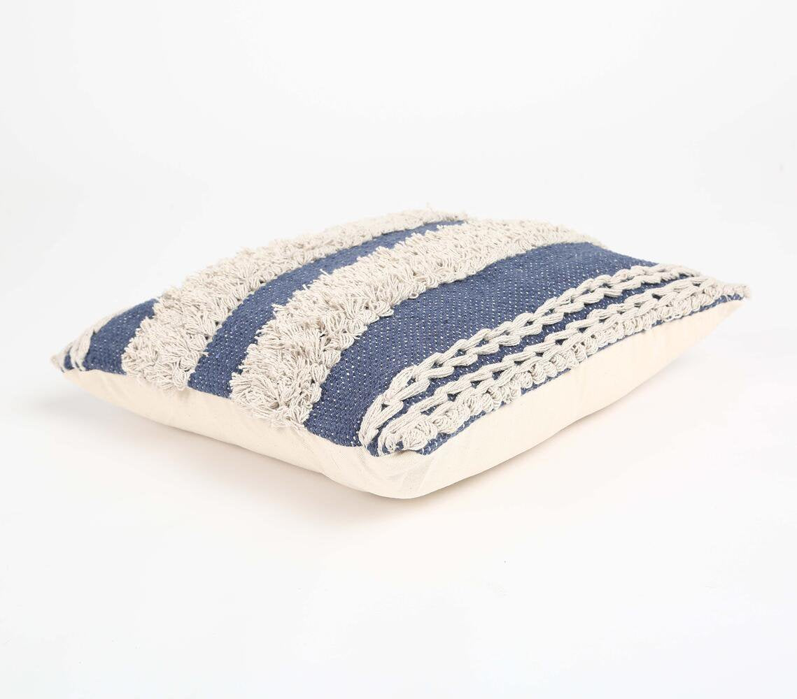 Tufted & Striped Cotton cushion cover