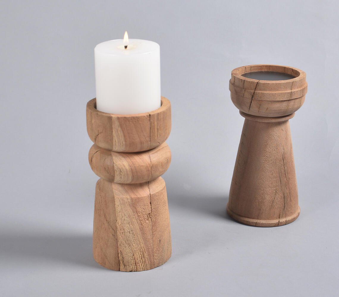 Turned Saal Wood Candle holder