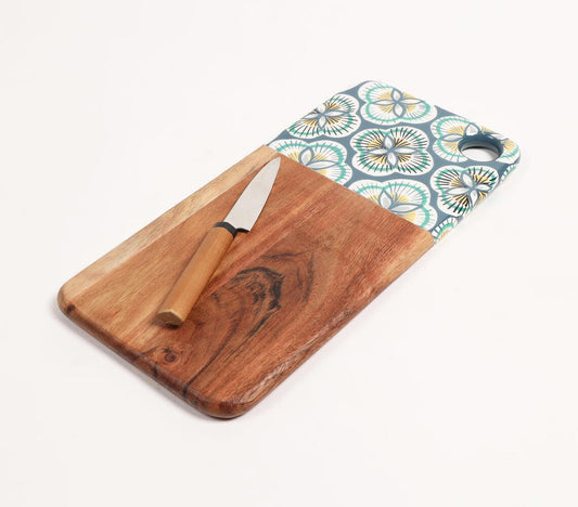 Enamelled Mango Wood Floral Cutting Board