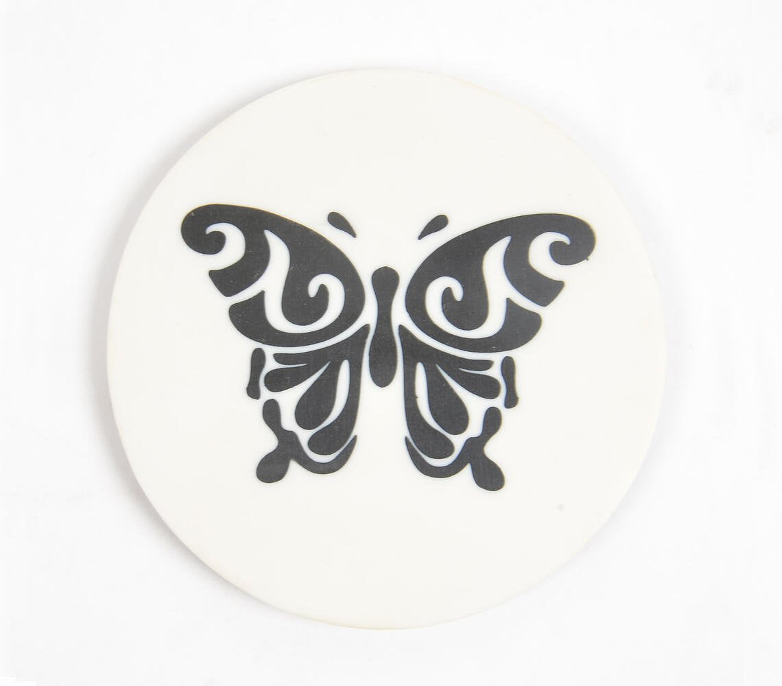 Monochromatic Butterfly MDF & Resin Coasters (Set of 4)