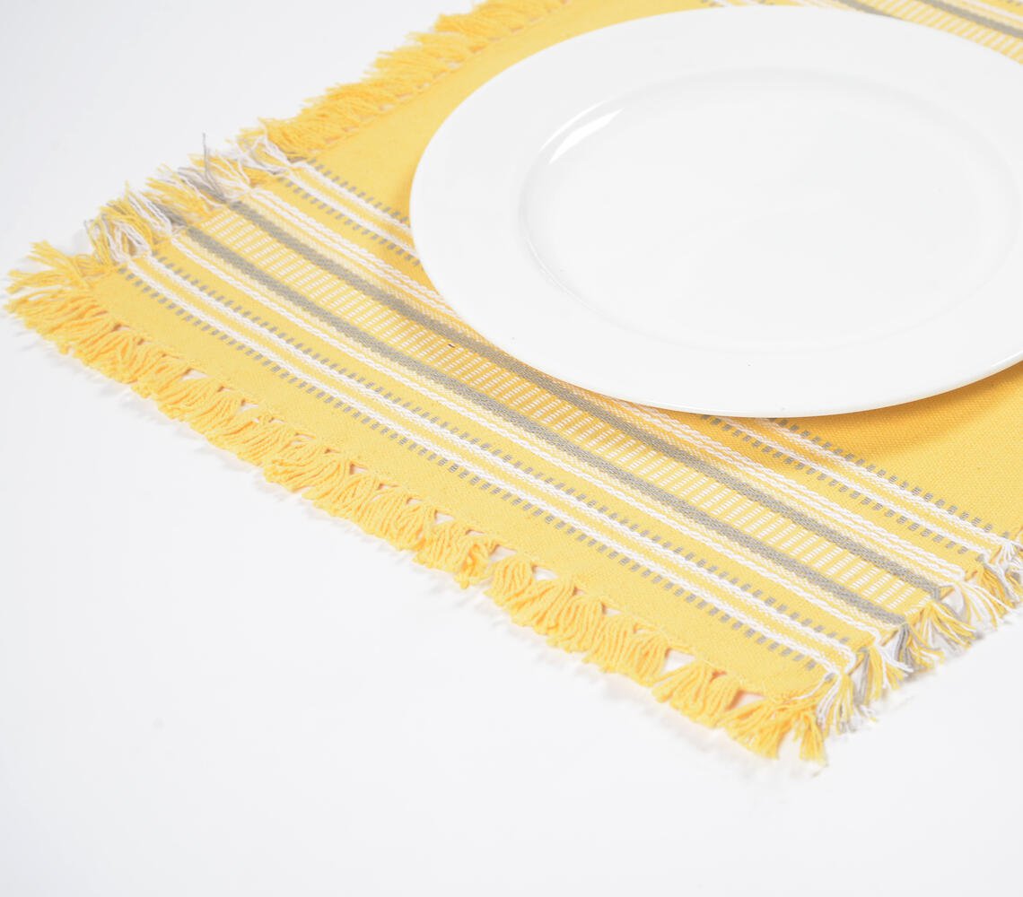 Gele placemats met franjesranden (set van 4)