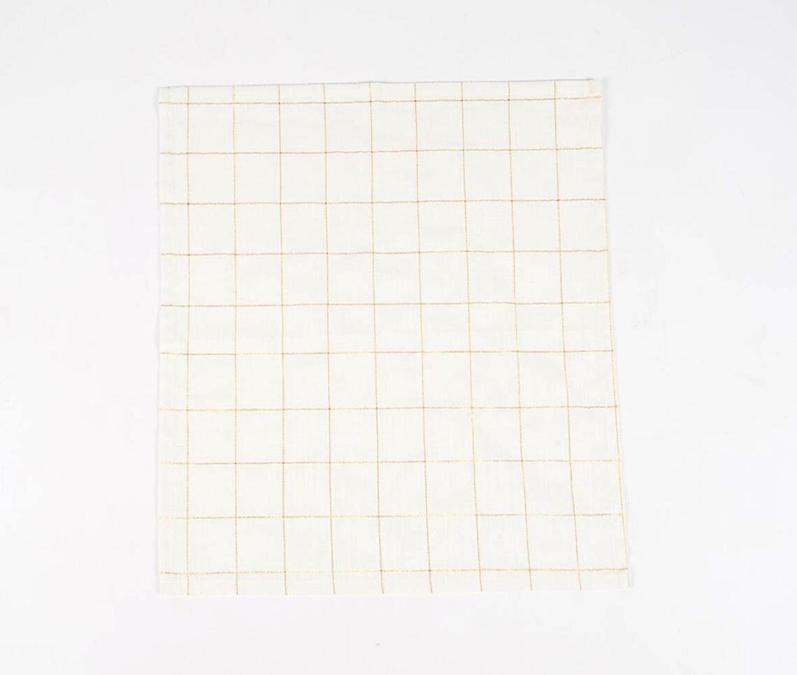 Minimal Gold Checkered Table Napkins (Set of 4)