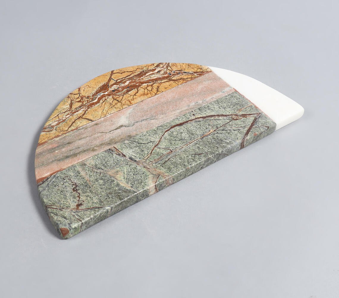 Textured Marble Multicolor Cheeseboard & Knife