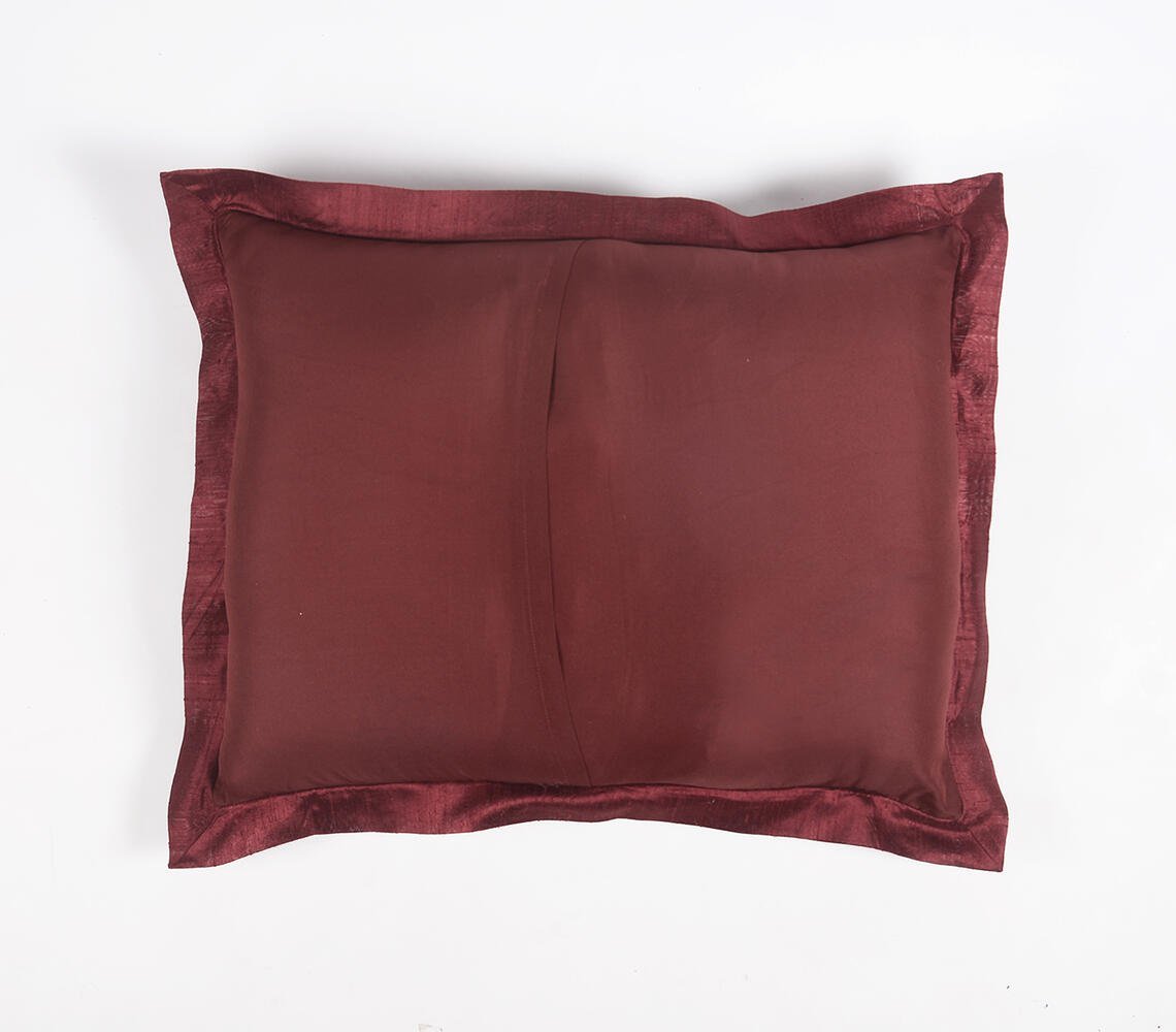 Solid Scarlet Silk Pillow cover with piping, 25 x 20 inches