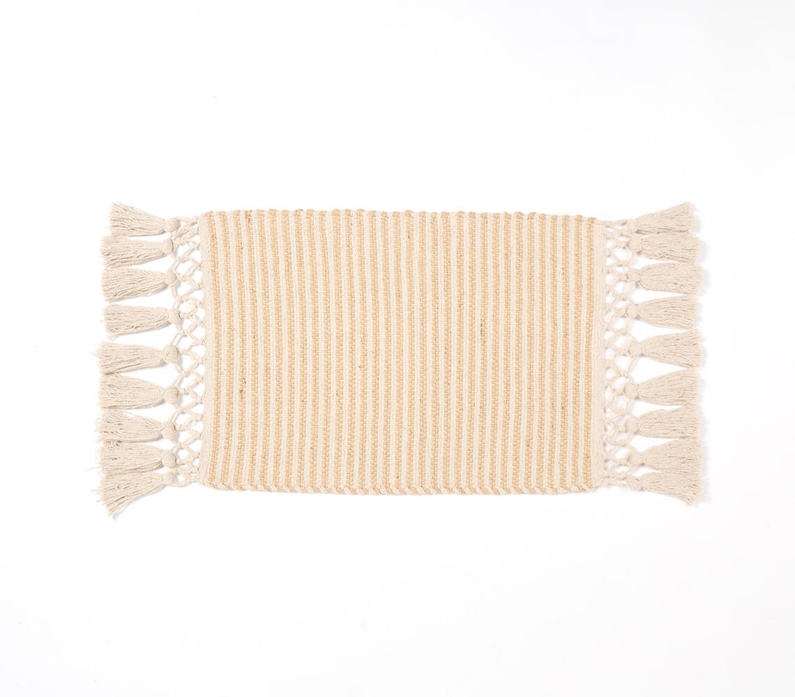 Handwoven Cotton & Jute Tasseled Placemats (set of 4)