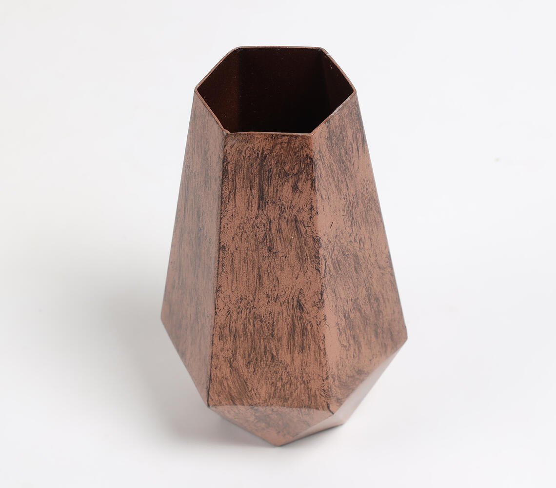 Copper-washed Iron Hexa Flower Vase