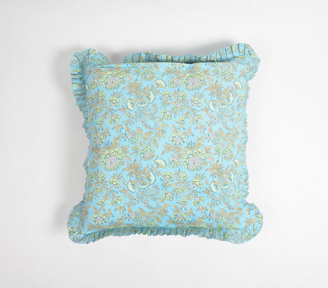 Floral Sky Cotton Cushion Cover, 18 x 18 inches