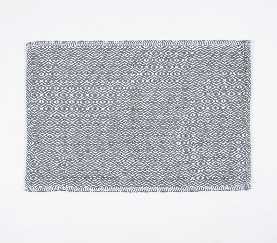 Monochroom katoenen placemats met diamantmotief (set van 6)