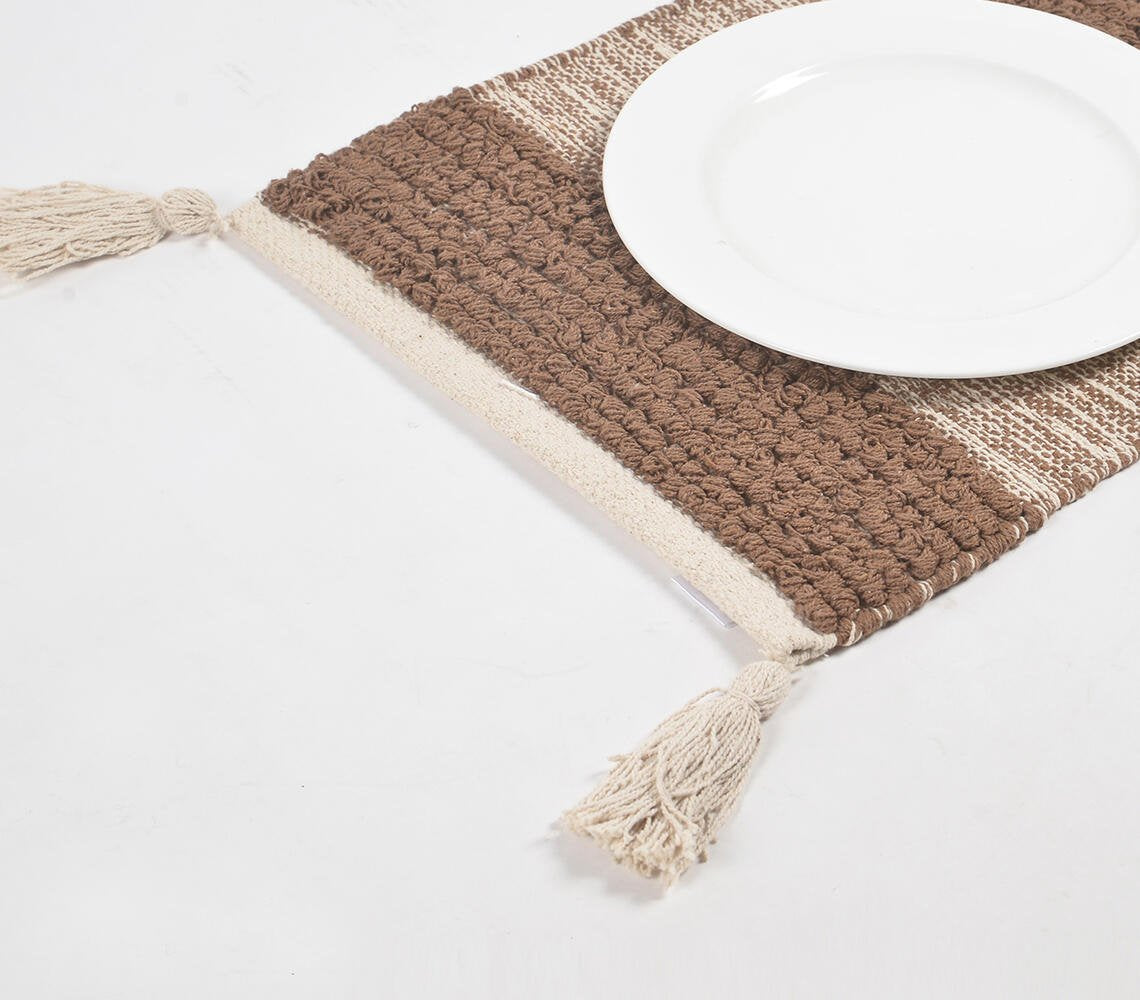 Handgeweven katoenen cacao colorblock placemats (set van 4)