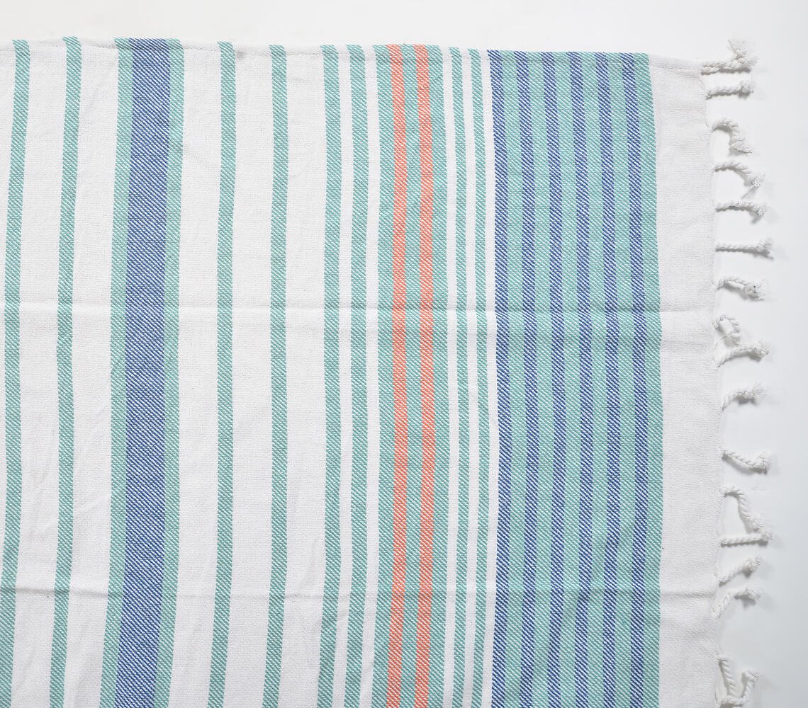 Handwoven Striped Cotton Beachy Throw