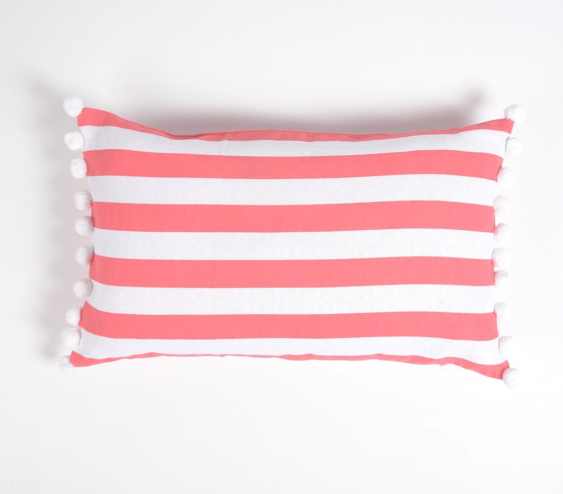 Set of 2 - Coral Striped Handloom Cotton Pillow Covers