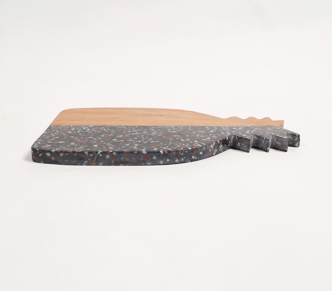 Pineapple-Cut Acacia Wood & Stone Colorblock Cutting Board