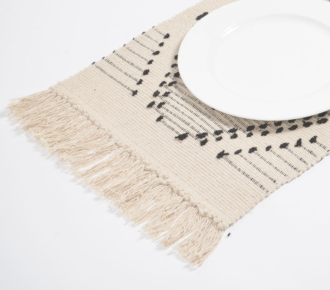 Handgeweven katoenen placemats met diamanten en stippen (set van 4)