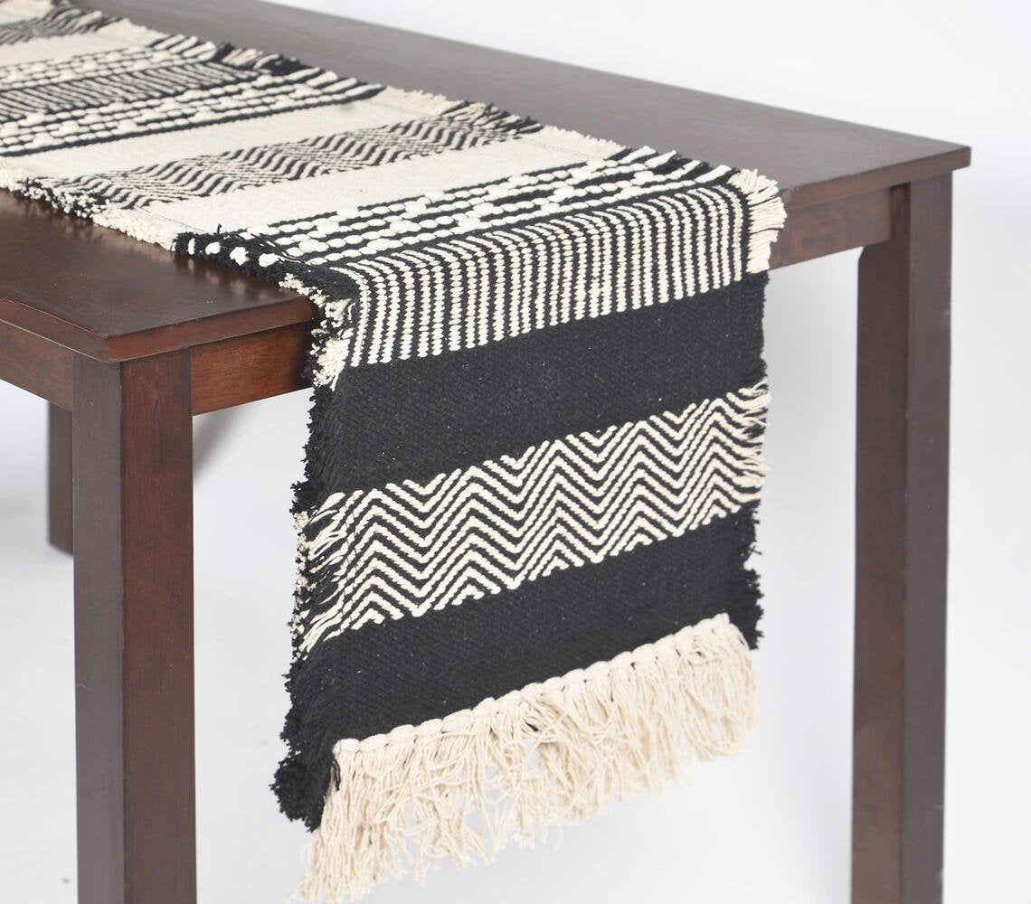 Monochromatic Illusion Handwoven Table Runner