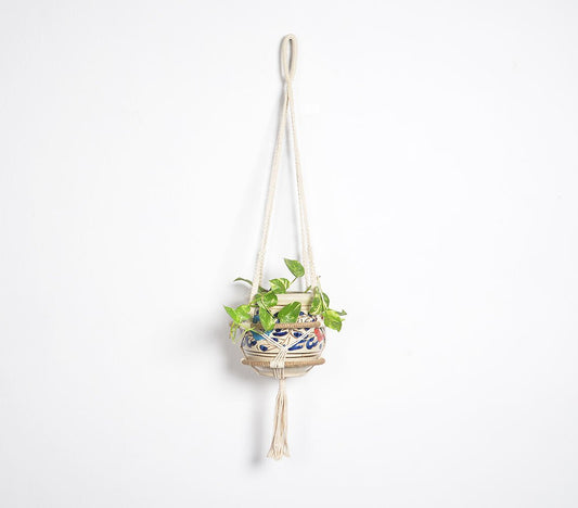 Macrame plantenpot met jute accenten