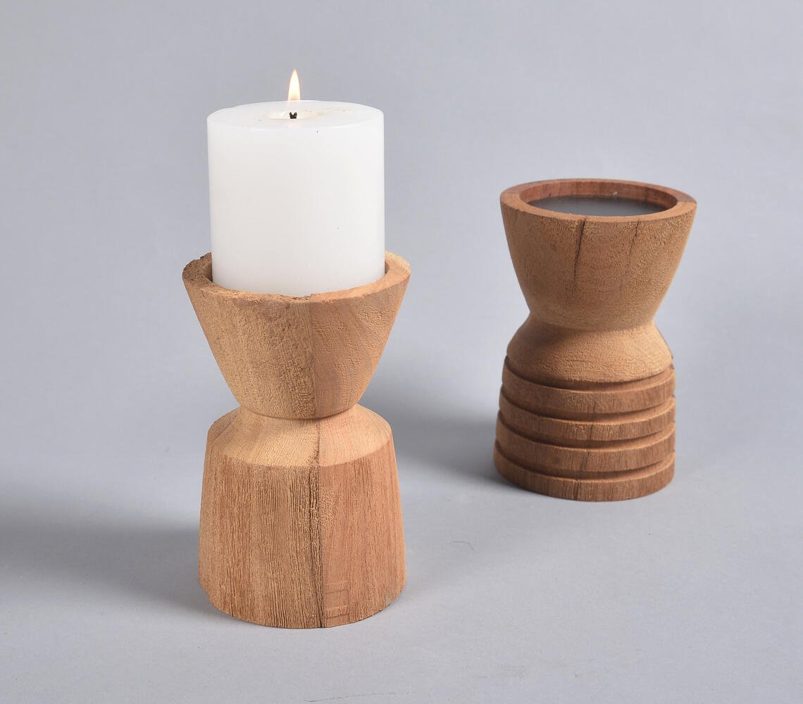 Turned Saal Wood Candle holder