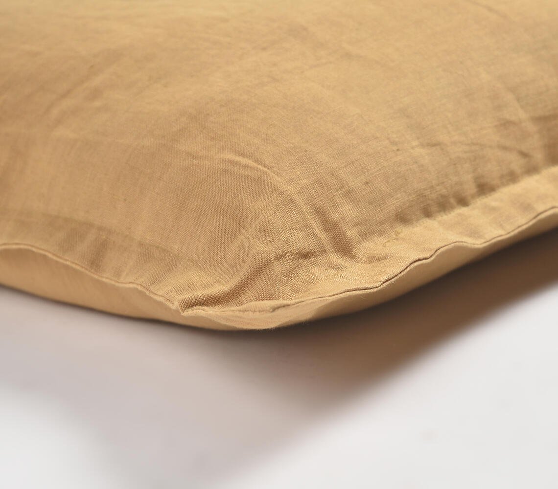 Solid Khaki Cotton Linen Cushion Cover, 18 x 18 inches