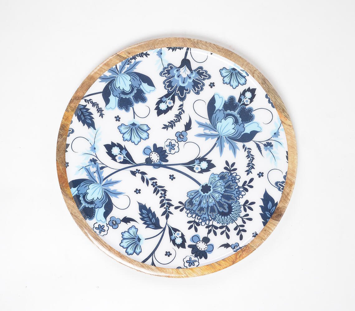 Indigo Floral Enamelled Serving Platter