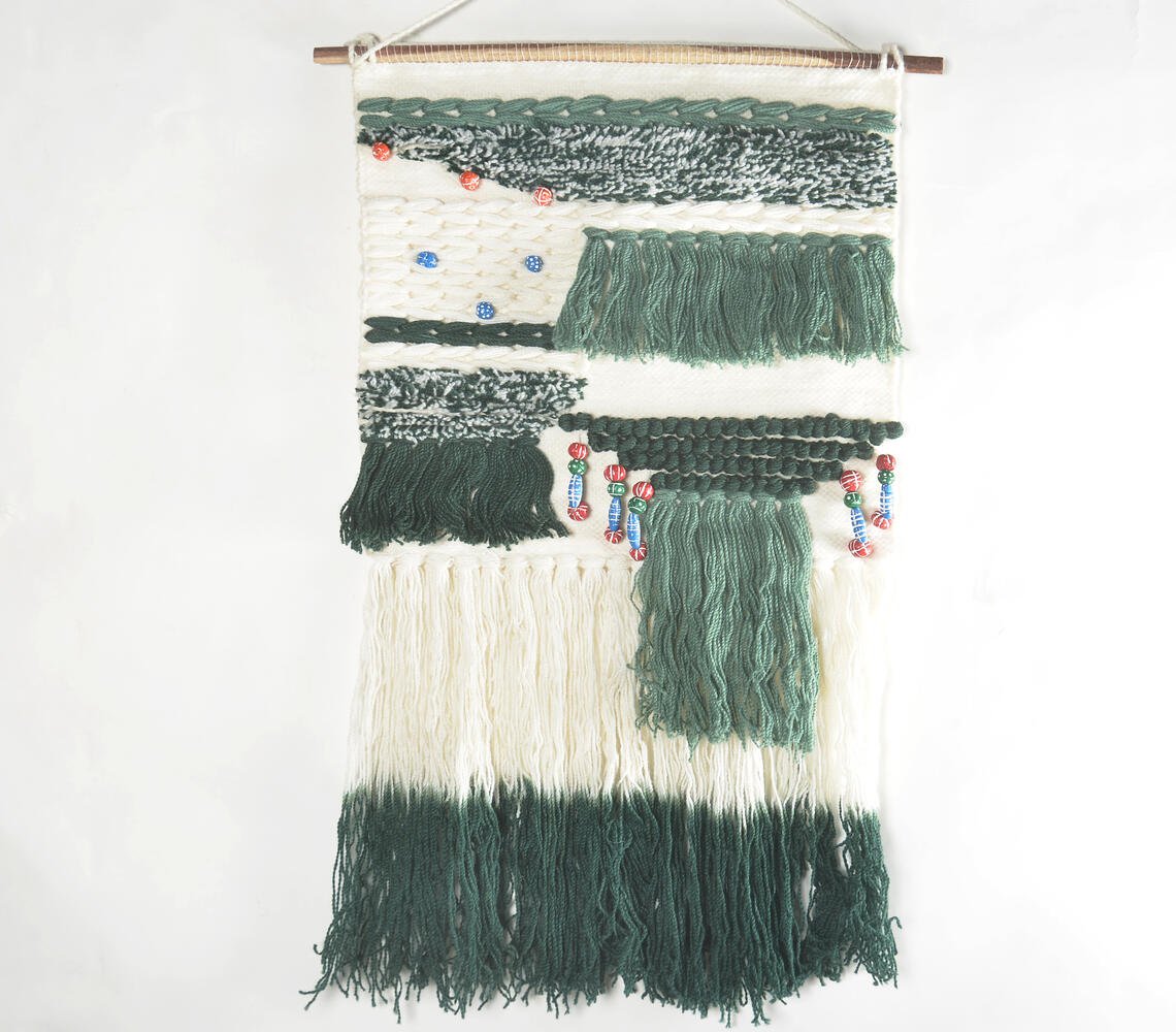 Handwoven & Tufted Wall Hanging with Ombre Fringes