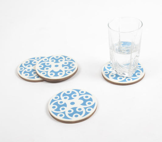 Elegante onderzetters van MDF en hars met doos (set van 4)