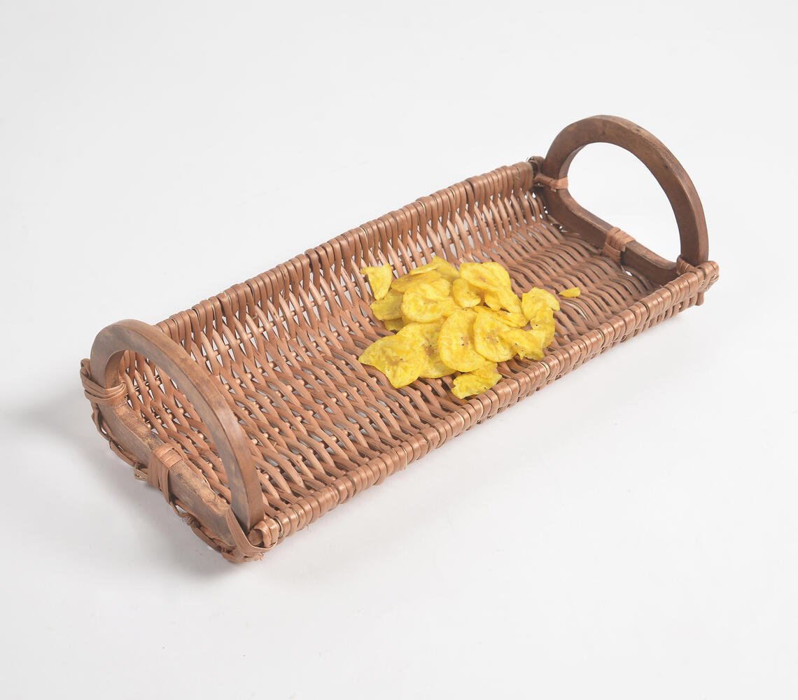 Earthy Statement Handwoven Wicker Serving Tray