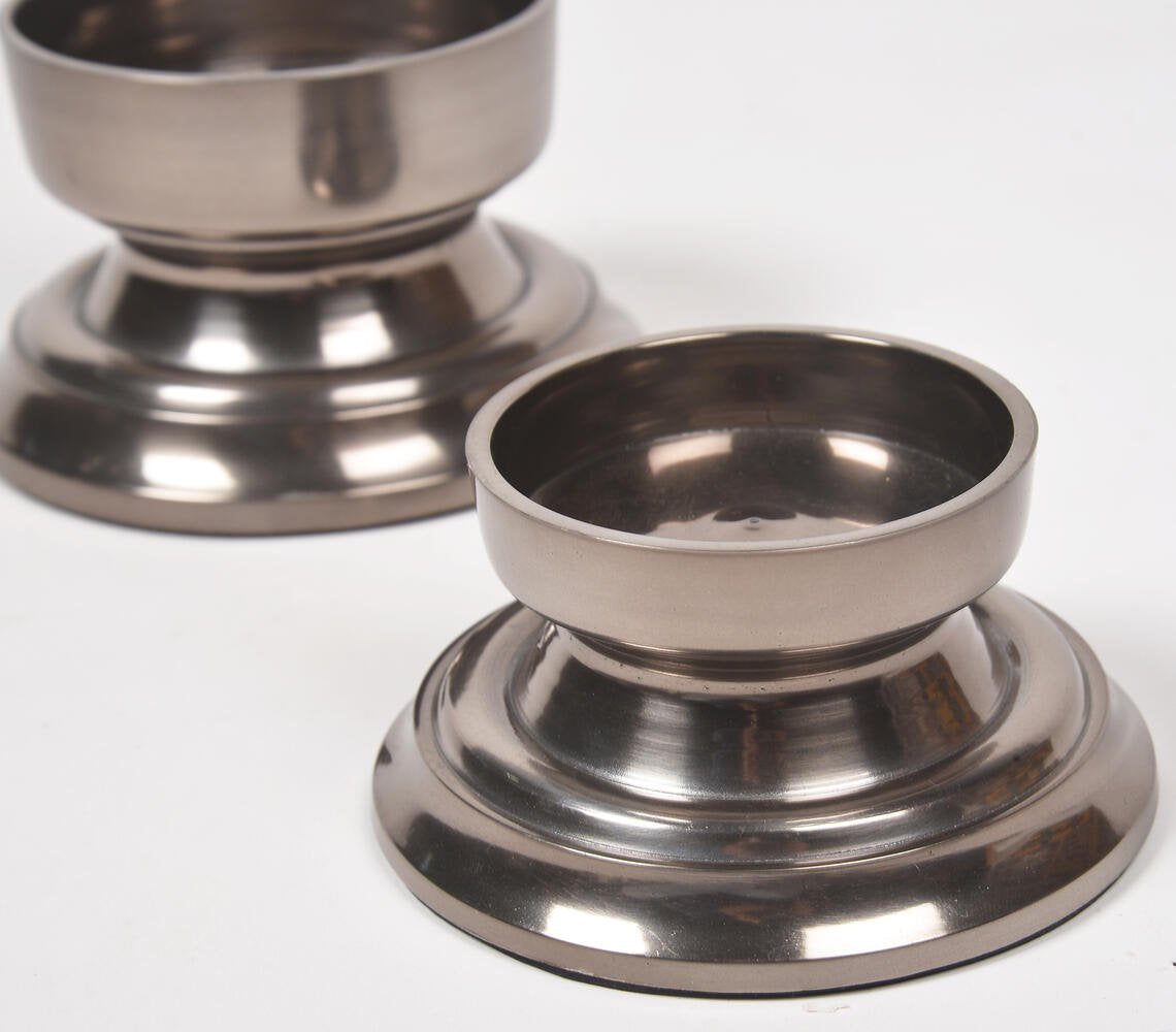 Lacquered Aluminium Candle Stands (set of 2)