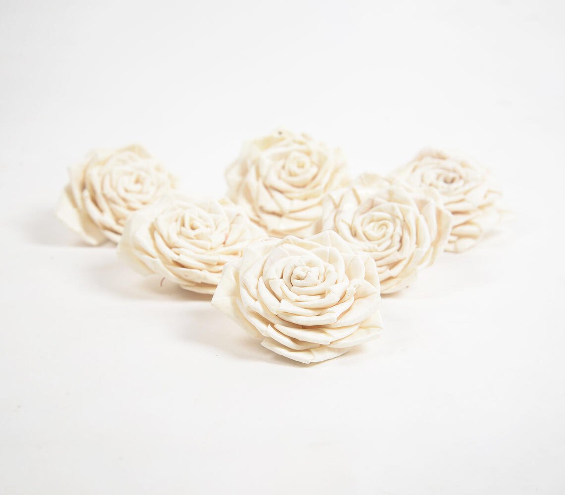 Ivory Rose Eco-Friendly Shola Wood Flowers (Set of 6)