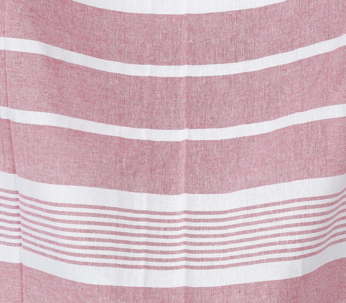 Handwoven Striped Red Cotton Bath Towel